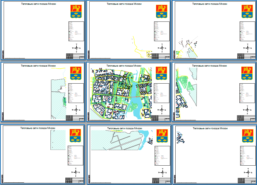 Предварительный просмотр макета с картой города на листе A1, область печати задана Вся карта, масштаб 1:5000