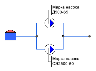 Модель источника с разными насосами, установленными параллельно